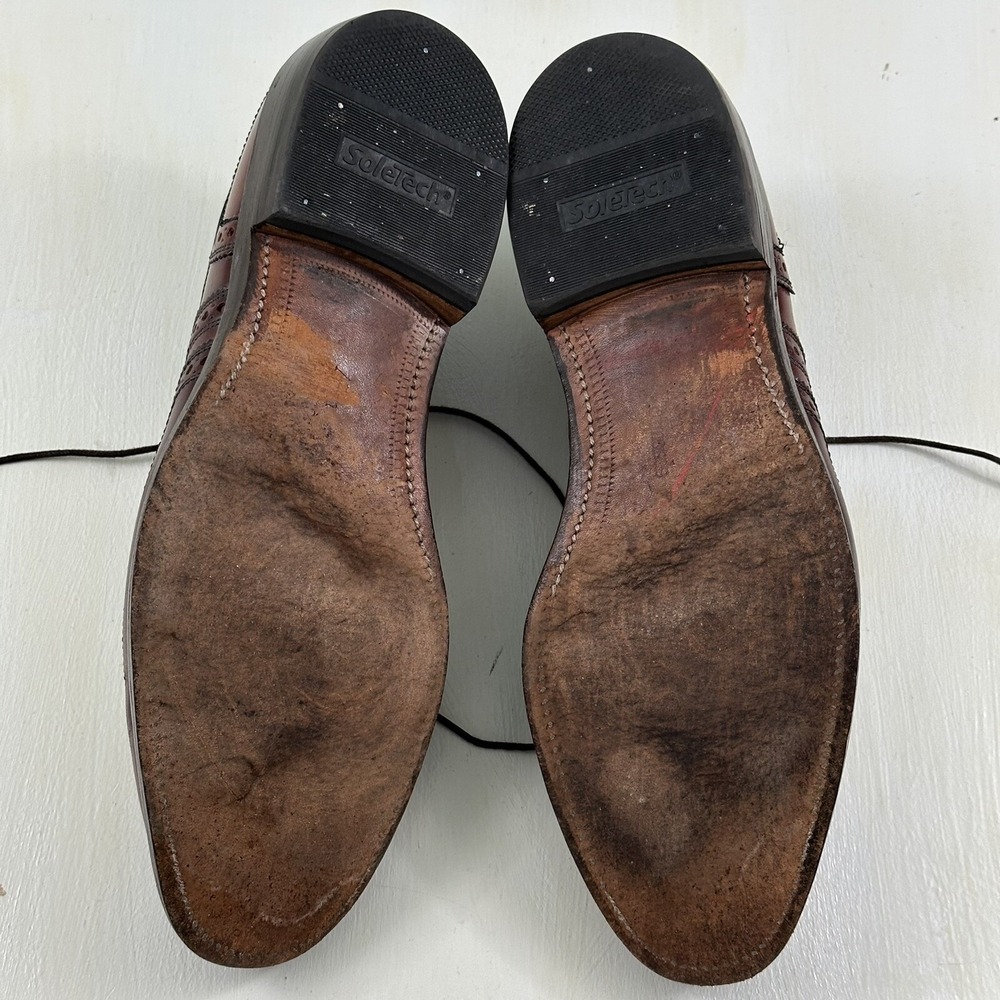 Allen Edmonds Mens Cambridge Shell Cordovan Shoes 9 C Burgundy Oxford Wingtips‎ - Picture 11 of 16